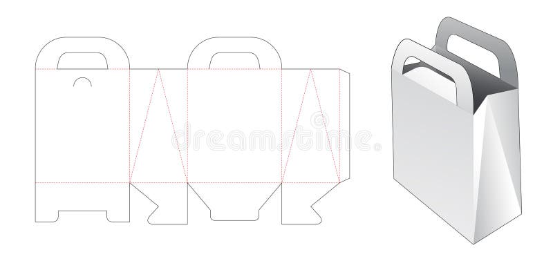 Cardboard bag with holder die cut template royalty free illustration