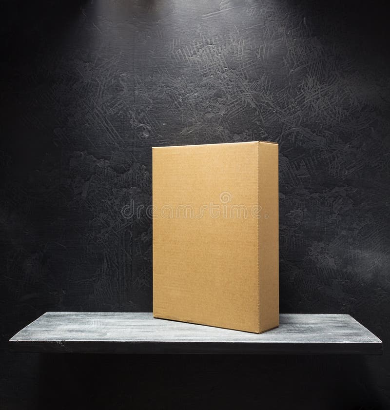 Cardboard Box on Black Background Stock Image Image of concrete, copy
