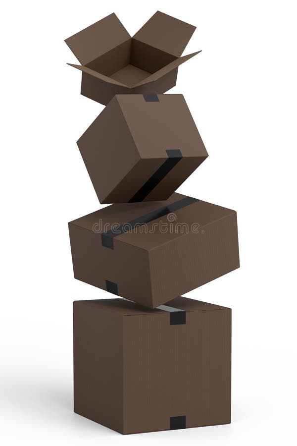 Cardboard Box or Carton on Blue Background, Carrying Parcel and Online