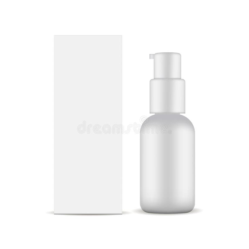 Download Cosmetic Pump Bottle With Paper Box Mockup Stock Illustration Illustration Of Face White 174197635