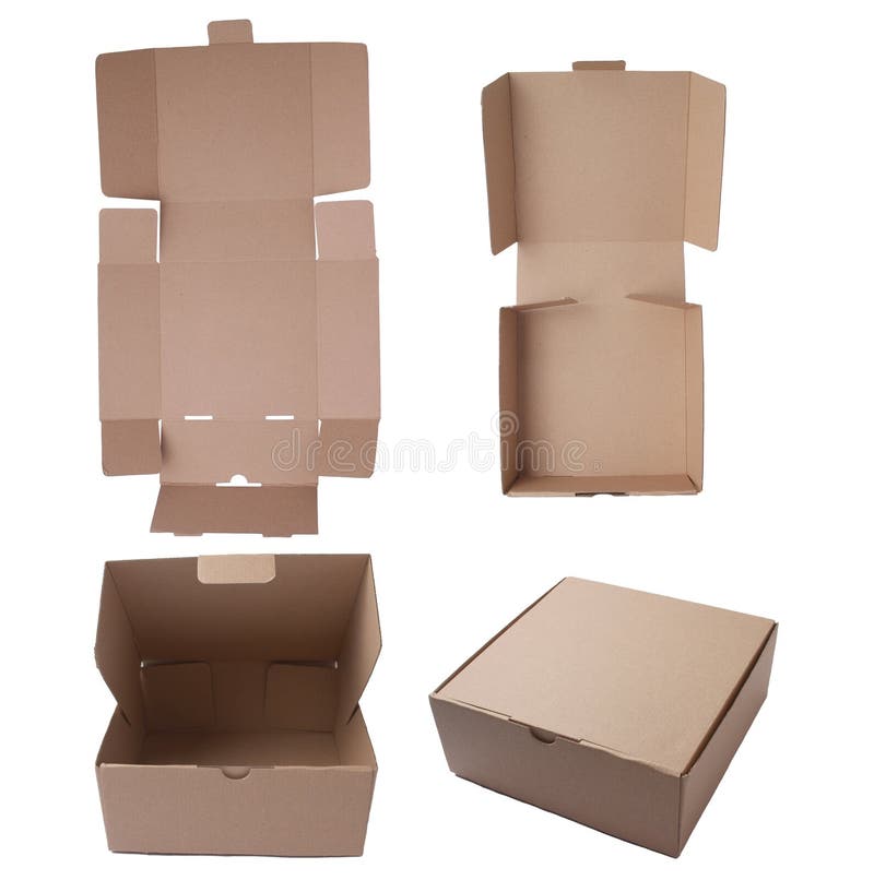 Cardboard Box Dieline Diecut Mock Up Template, Cut Out Isolated Stock