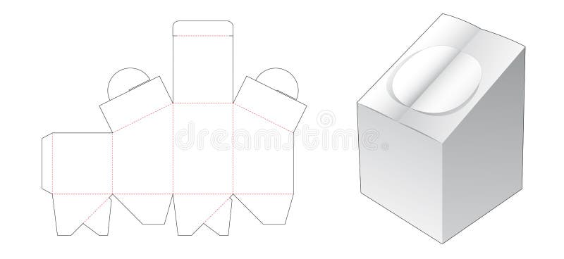 Cardboard box with double flip die cut template royalty free illustration