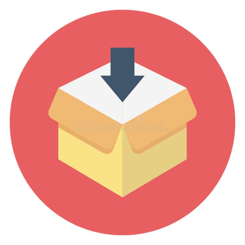 Cardboard box, download box Isolated Vector Icon which can be easily edited stock illustration