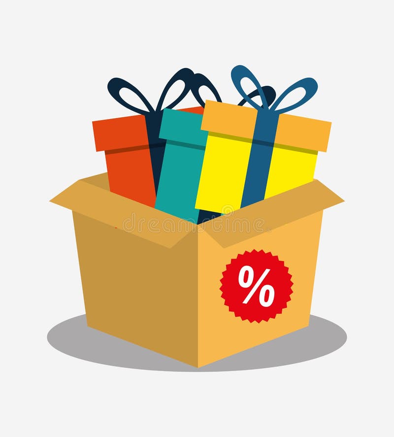 Cardboard Box Gift Boxes Discount Stock Illustration Illustration of