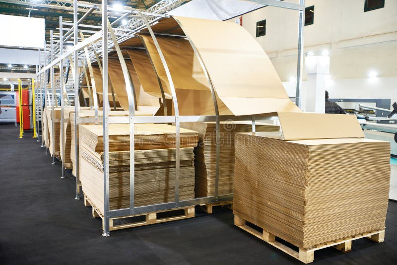 Cardboard Box Making Machine Stock Photo - Image of brown, industry ...