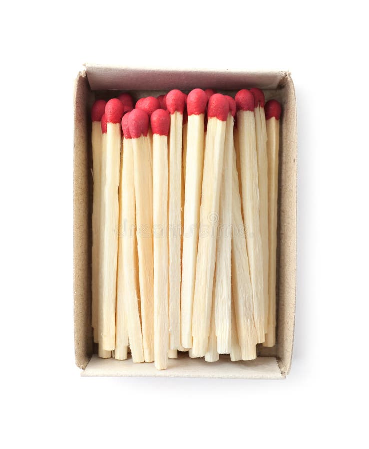Cardboard Box with Matches on White Background Stock Photo Image of