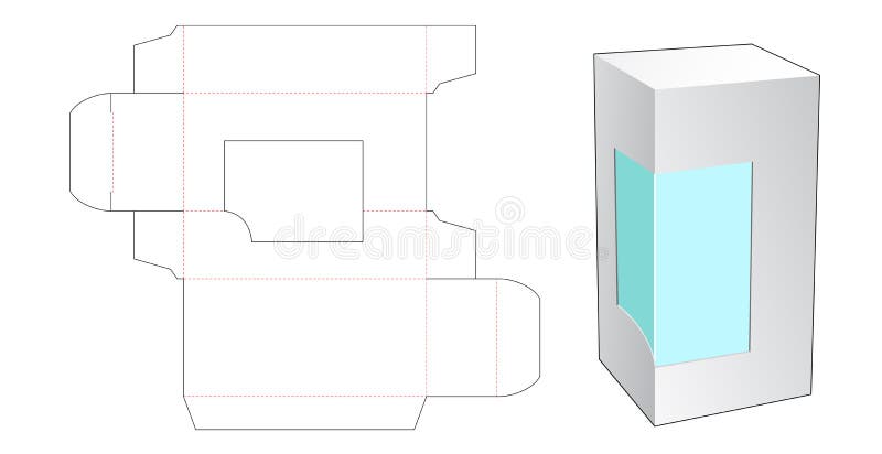 Cardboard box with plastic window die cut template royalty free illustration