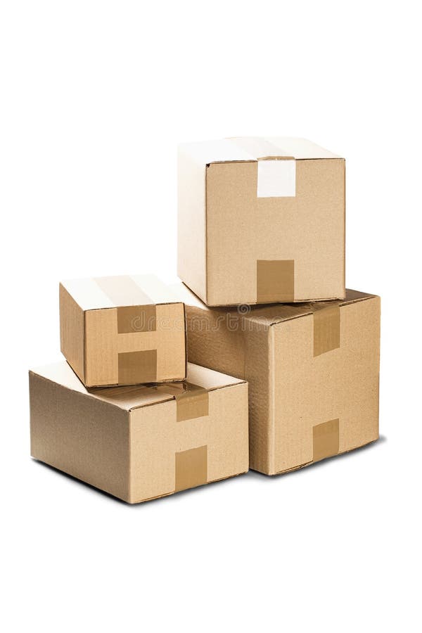 Cardboard Box for Post Service on Isolated White Background. Parcel