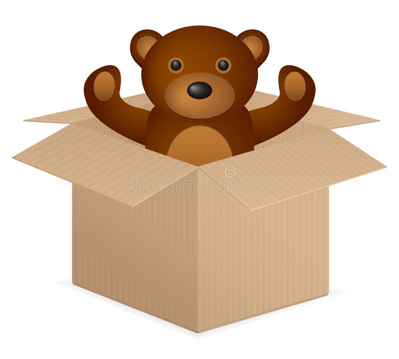 Cardboard Box Whit Teddy Bear Stock Photography - Image: 24764872