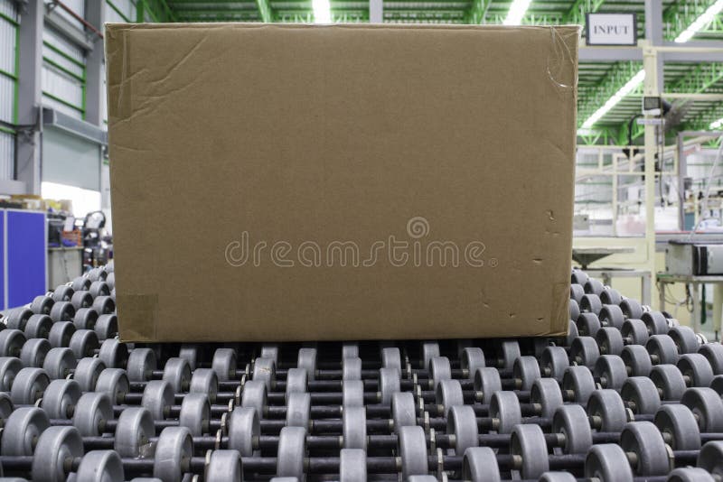 Cardboard Boxes on Conveyor Belt Stock Photo Image of cardboard