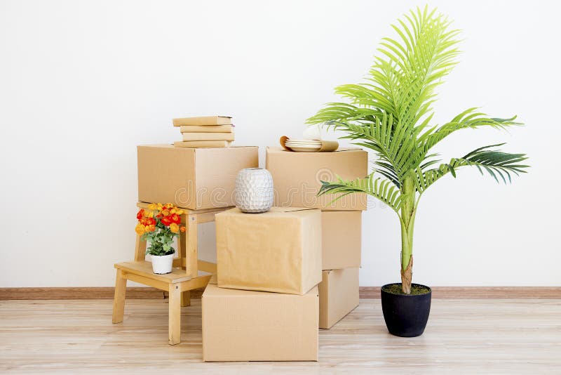 Cardboard Boxes - Moving To a New House Stock Photo - Image of real