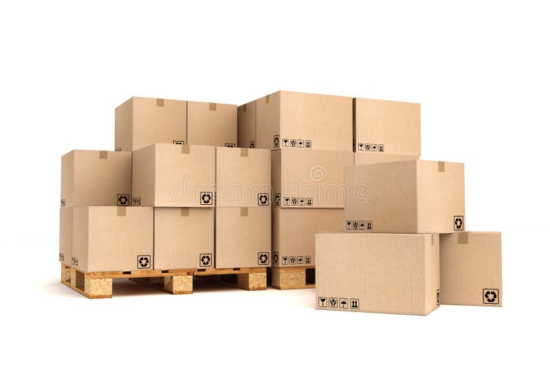 Cardboard boxes on pallet. stock photo. Image of cardboard 43423156