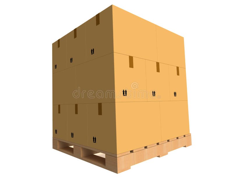 Cardboard Boxes on a Pallet Stock Illustration - Illustration of