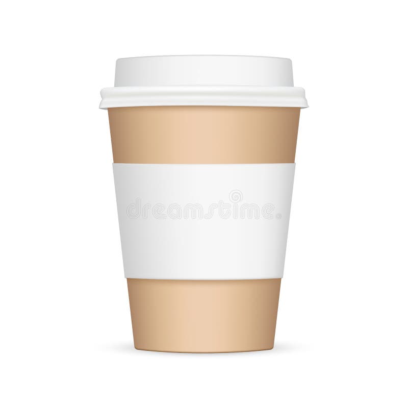 Download Cardboard Coffee Cup With Sleeve Mockup Stock Illustration Illustration Of Plastic Takeaway 158685556