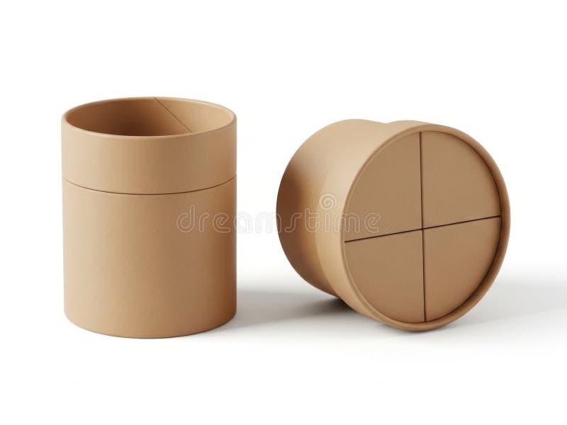 Cardboard containers with compartmental interior isolated on white background stock illustration