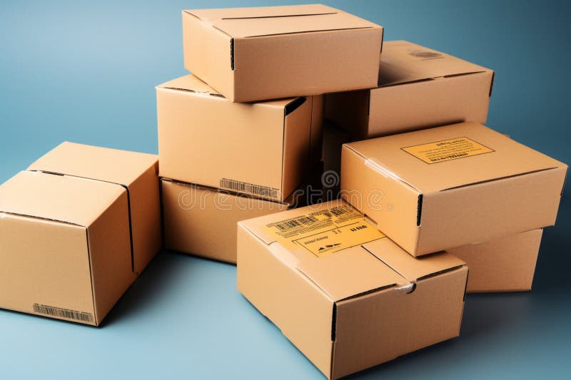 Cardboard containers: Versatile carton boxes serve as dependable packaging for diverse goods. royalty free illustration