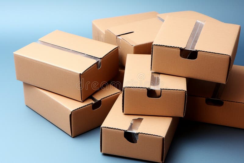 Cardboard containers: Versatile carton boxes serve as dependable packaging for diverse goods. stock illustration
