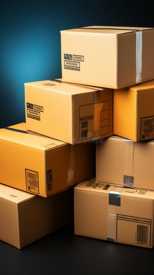 Cardboard containers: Versatile carton boxes serve as dependable packaging for diverse goods. stock illustration