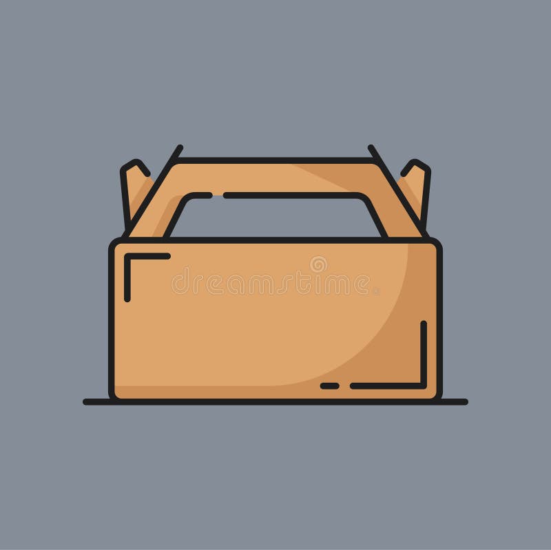 Cardboard Fastfood Box, Packaging for Lunch Icon Stock Vector
