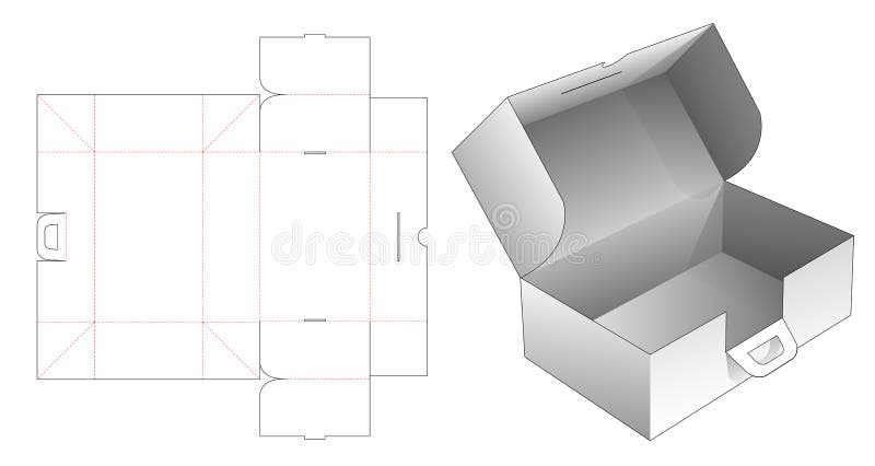 Cardboard folding box with handles die cut template royalty free illustration