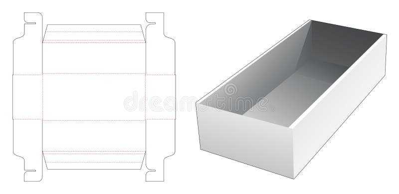 Cardboard folding tray die cut template vector illustration