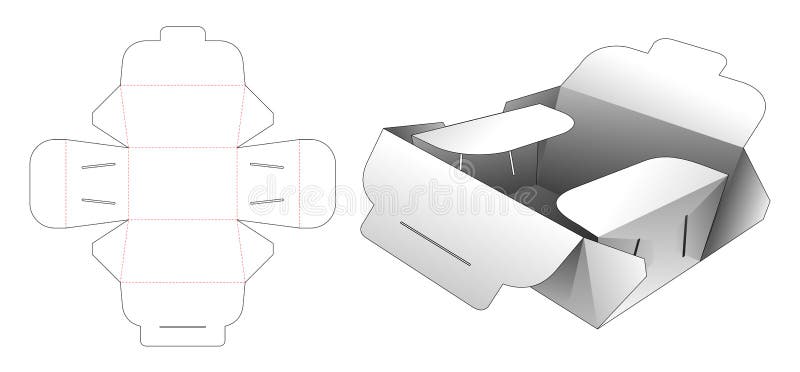 Cardboard food box die cut template vector illustration