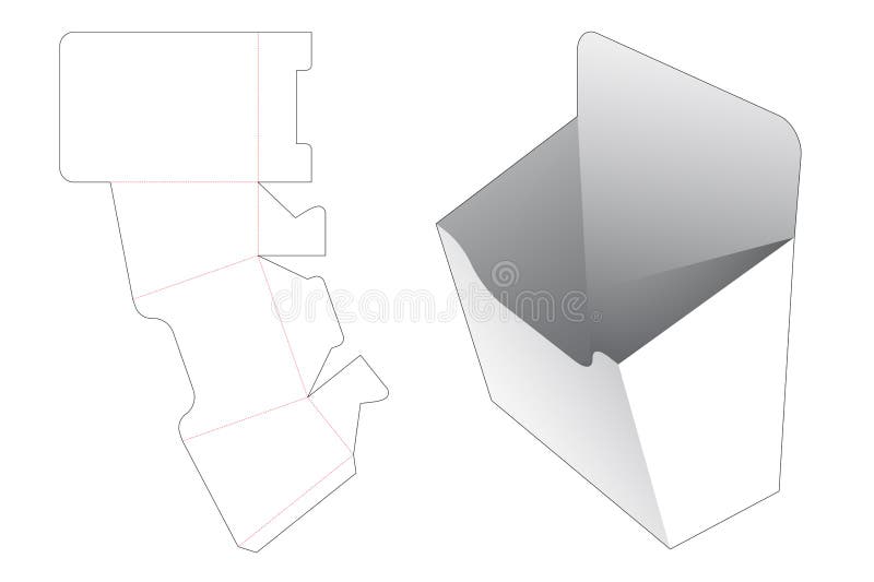 Cardboard french fried bowl die cut template royalty free illustration