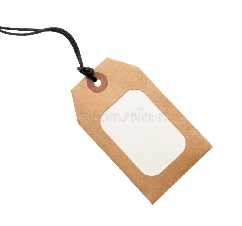 Cardboard Gift Tag with Space for Text Isolated on White Stock Photo