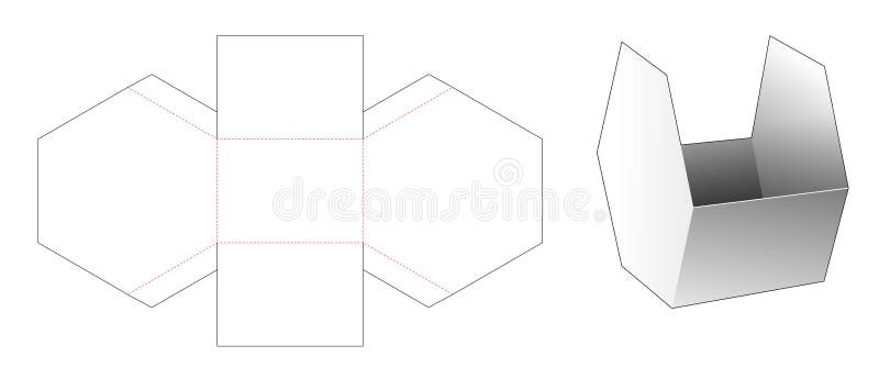 Cardboard Hexagonal snack container die cut template royalty free illustration