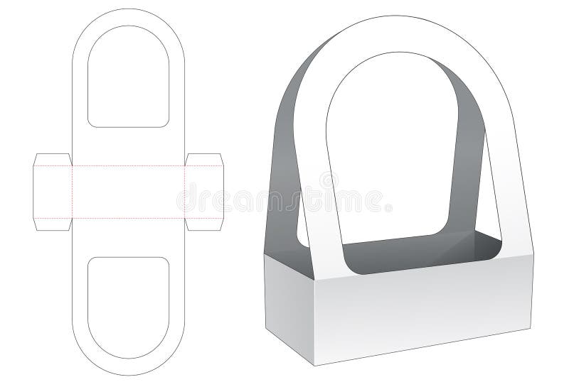 Cardboard holding bag die cut template stock illustration
