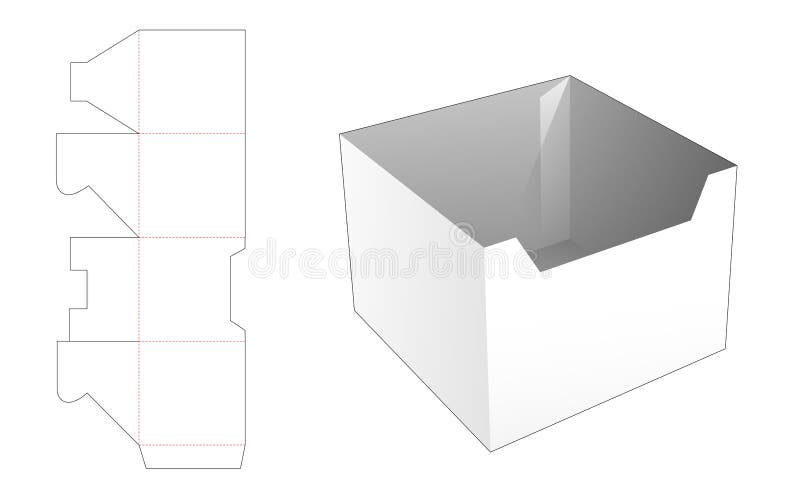 Cardboard meal bowl die cut template stock illustration