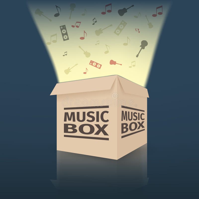 Music key in cardboard box stock vector. Illustration of label 6499435