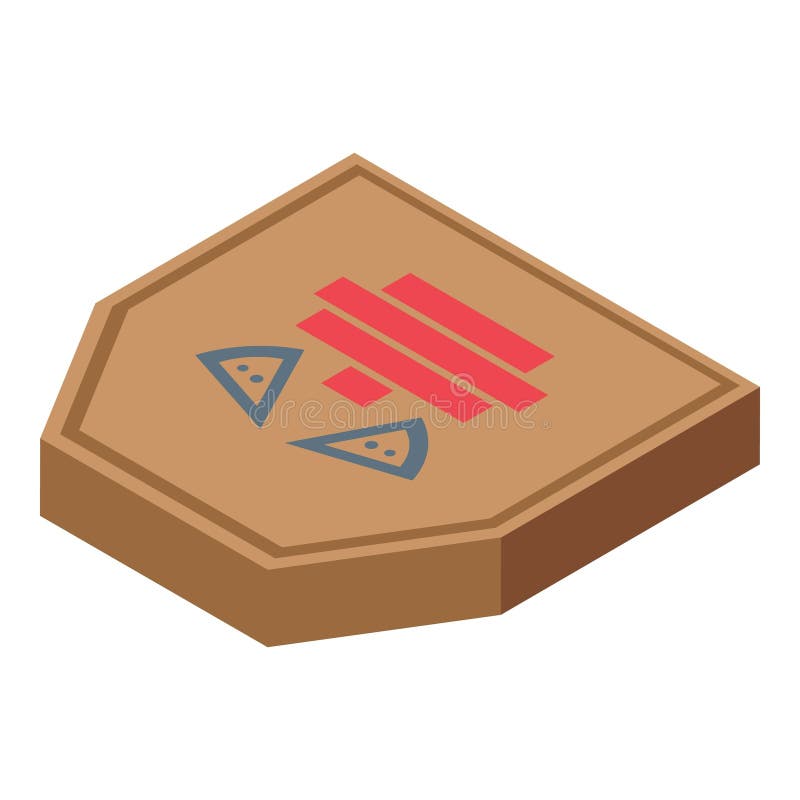 Cardboard octagon pizza box closed isometric view vector illustration