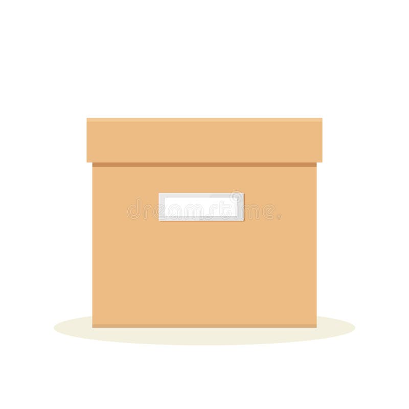 Cardboard Office Storage Box with Label Stock Vector Illustration of