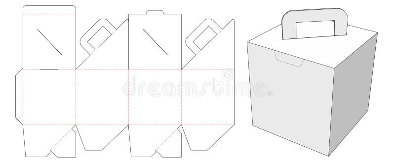 Cardboard packaging box with holder die cut template stock illustration