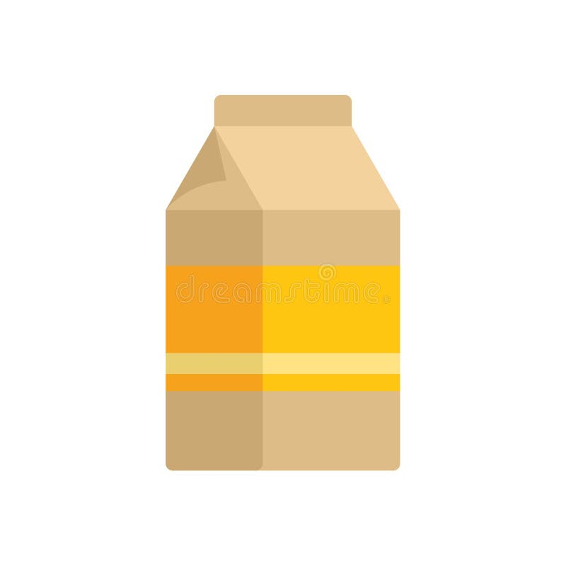 Cardboard packaging box with yellow label for juice or milk vector illustration