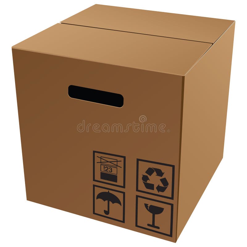 Cardboard packaging with symbols