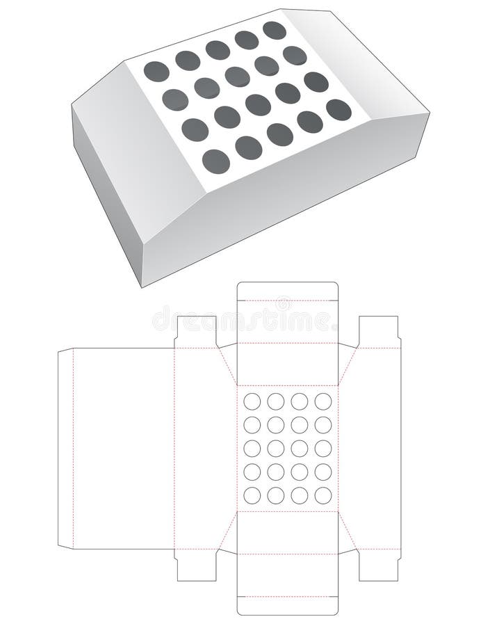 Cardboard pen display box die cut template stock illustration