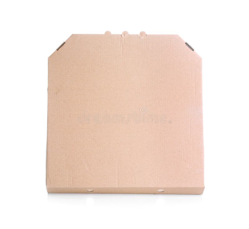 Top View Cardboard Pizza Box White Surface Minimalistic Concept Stock Photo  by ©AntonMatyukha 219442724