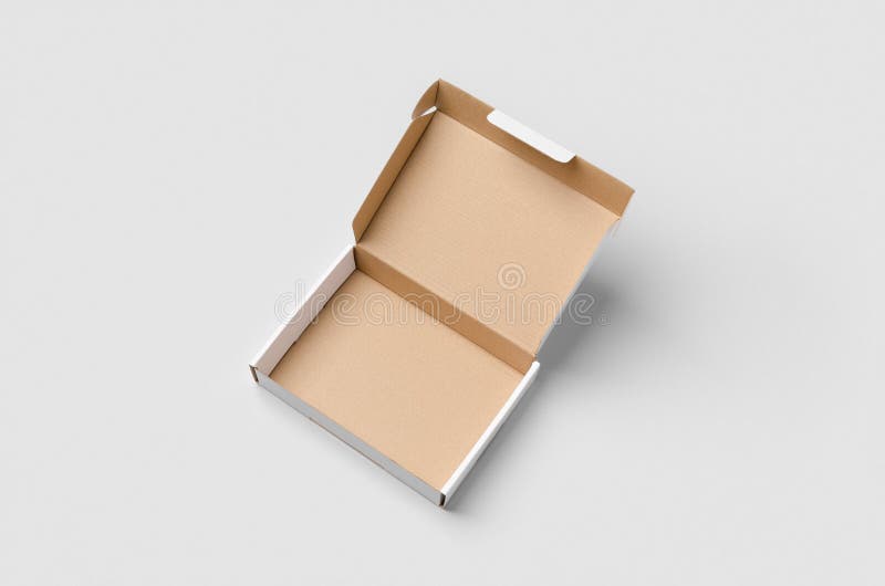 Download Cardboard Postal, Mailing Box Mockup With Opened Lid Stock ...