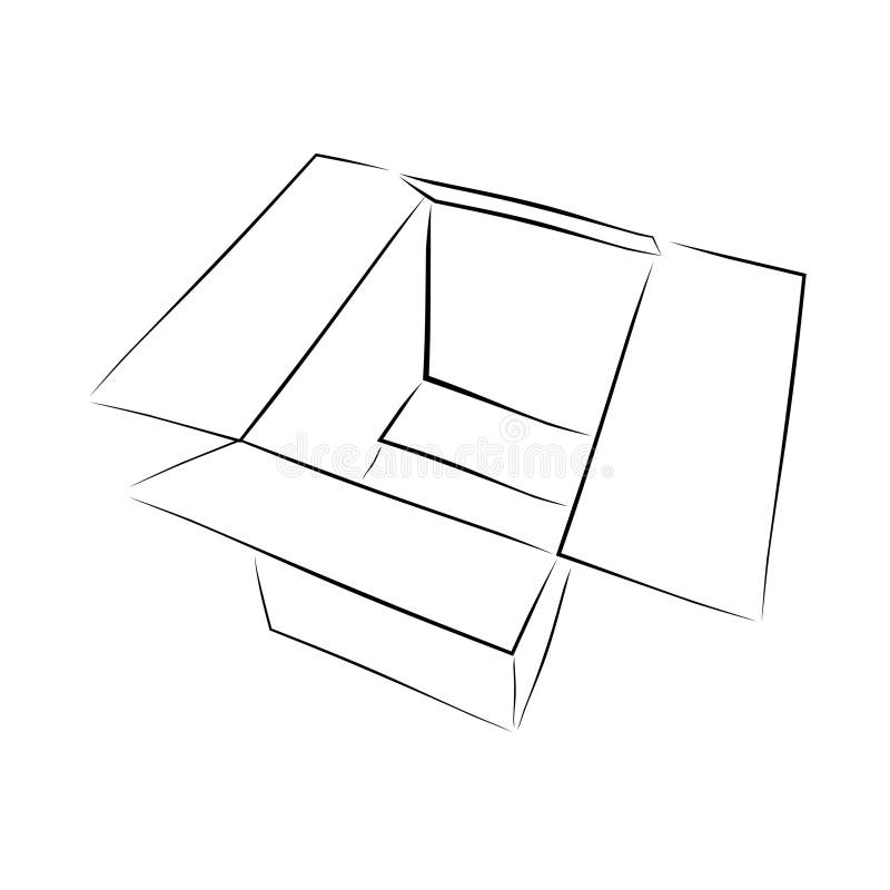 Cardboard, Simple Hand Draw Sketch Doodle Vector White Stock Vector Illustration of packing