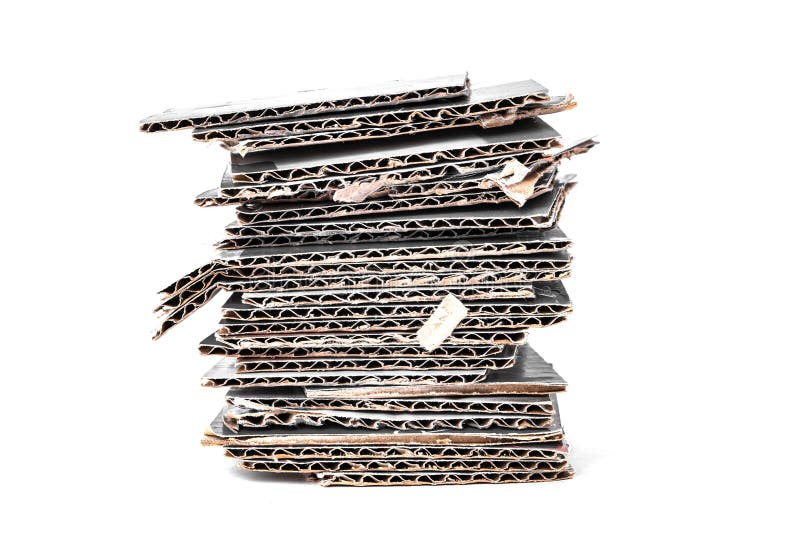 Cardboard stack isolated on white background stock images
