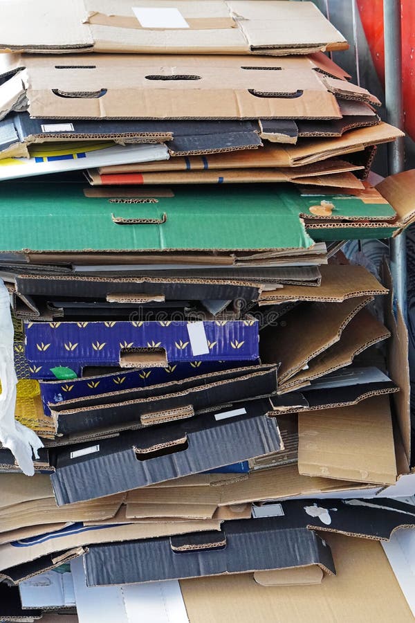 Cardboard stack recycling stock images