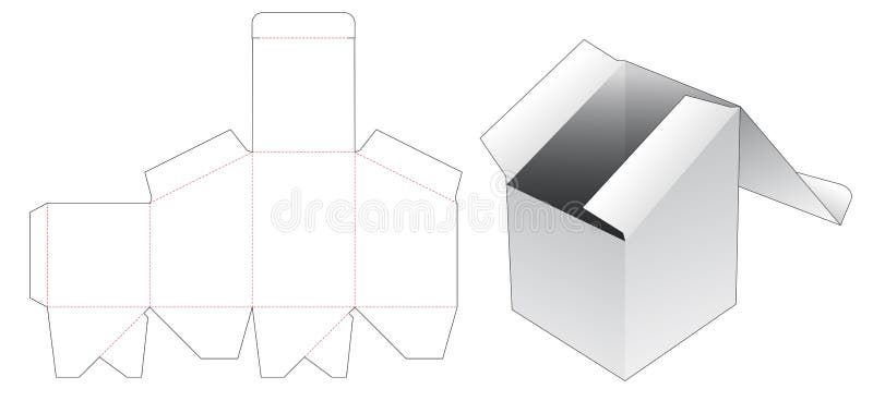 Cardboard top slope box die cut template royalty free illustration