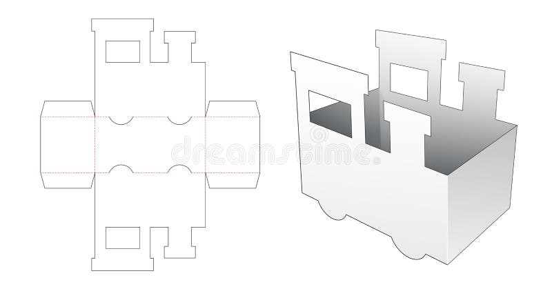 Cardboard train shaped packaging die cut template stock illustration
