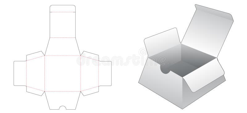 Cardboard trapeziod box die cut template stock illustration