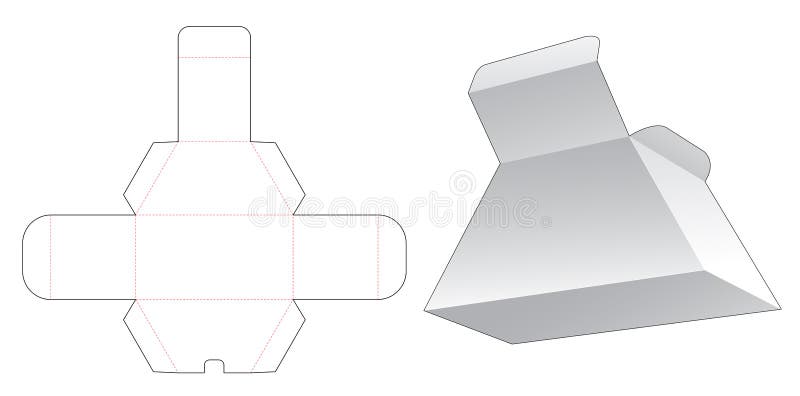 Cardboard trapezoid box die cut template