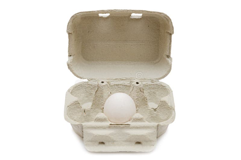 Cardboard tray for six 6 eggs isolated on a white background. royalty free stock photos Cardboard tray for six 6 eggs isolated on a white background. royalty free stock photos