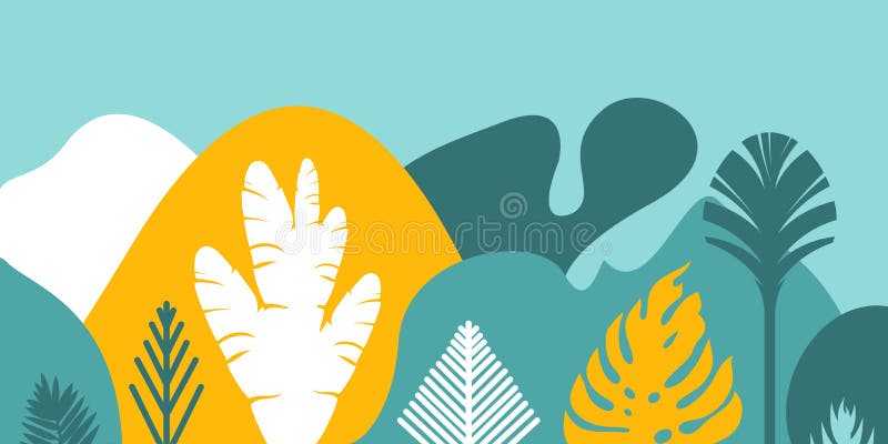 Carde la invitación de la bandera con las colinas y las montañas tropicales de los árboles de las plantas que ajardinan Preservac ilustración del vector Carde la invitación de la bandera con las colinas y las montañas tropicales de los árboles de las plantas que ajardinan Preservac ilustración del vector
