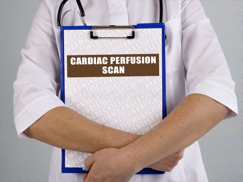 CARDIAC PERFUSION SCAN inscription on the sheet stock photos